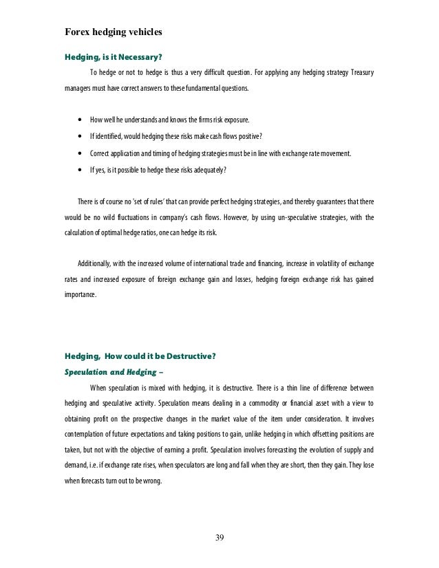 Hedging forex exposure