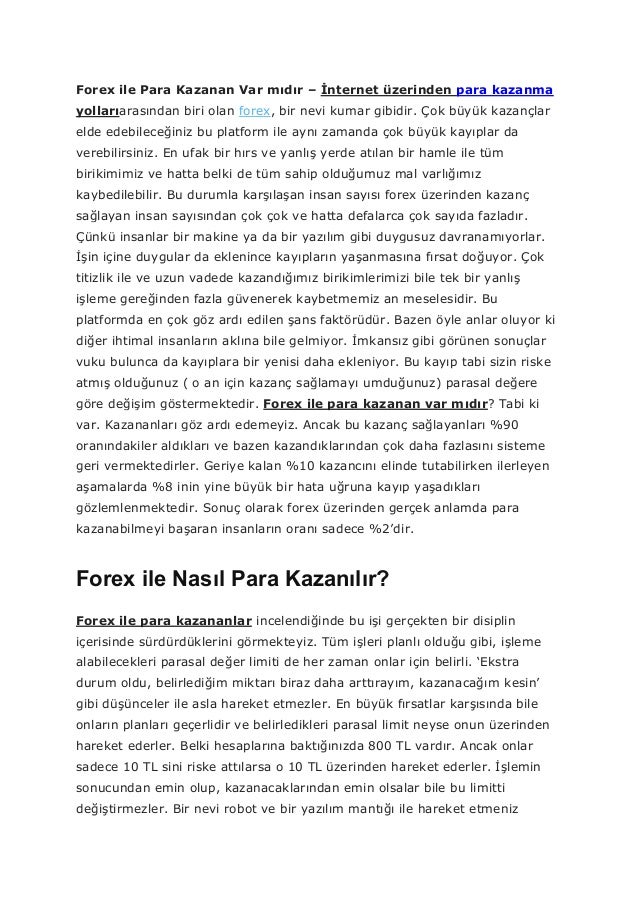 Forex ile para kazanan var mi