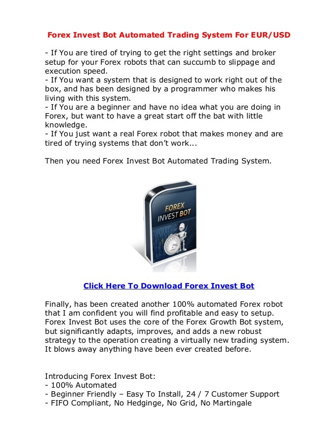 Forex Invest Bot Automated Trading System For Eur Usd Review Download - 