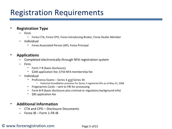 Forex registration