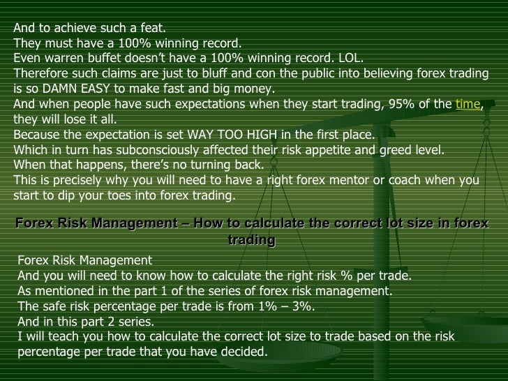 Forex Risk Management How To Calculate The Correct Lot Size In Fore - 
