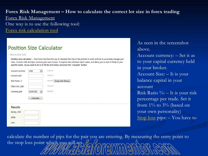 Forex Risk Management How To Calculate The Correct Lot Size In For!   ex - 