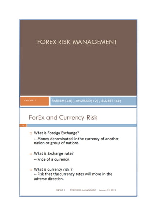 Forex risk mgmnt