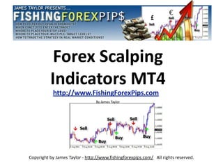 Forex Scalping
          Indicators MT4
           http://www.FishingForexPips.com
                                By James Taylor




Copyright by James Taylor - http://www.fishingforexpips.com/ All rights reserved.
 
