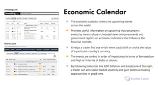 Economic Calendar
The economic calendar shows the upcoming events
across the world.
Provides useful information on upcomin...