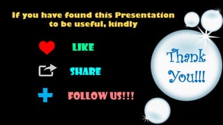 If you have found this Presentation
to be useful, kindly

Like
Share

+

Follow us!!!

Thank
You!!!

 