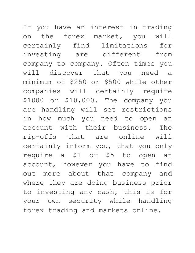 What is the minimum investment for forex trading