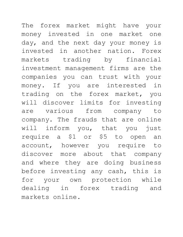 What is the minimum investment for forex trading