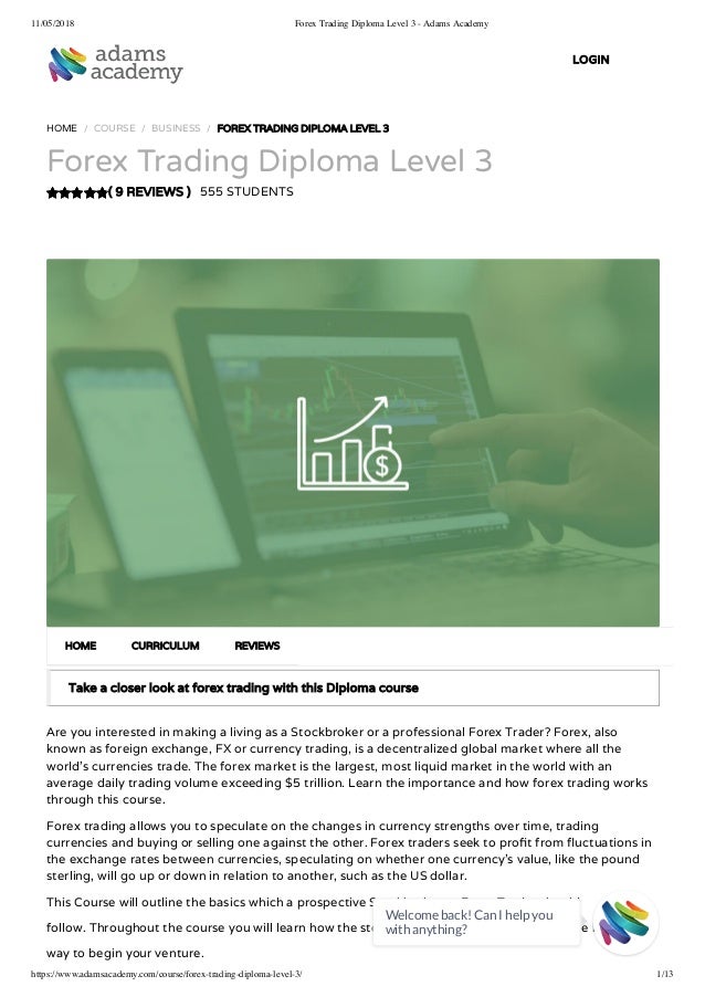 Forex Trading Diploma Level 3 Adams Academy - 