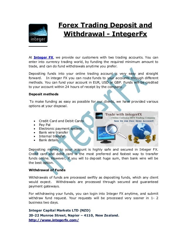 Forex Trading Deposit And Withdrawal Integerfx - 