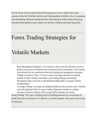 A Guide of Forex Trading in Volatile Markets | Skyriss | PDF
