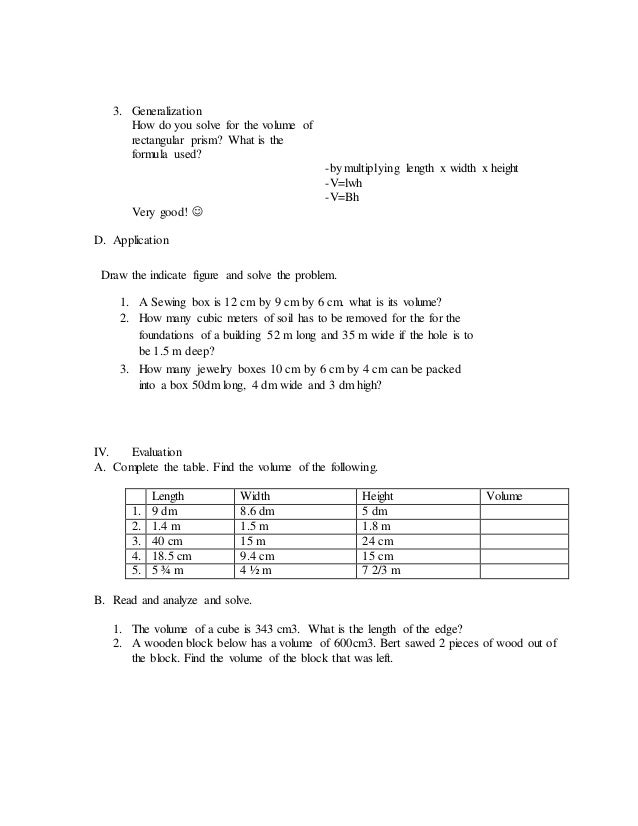 a detailed lesson plan in mathematics VI(volume of 