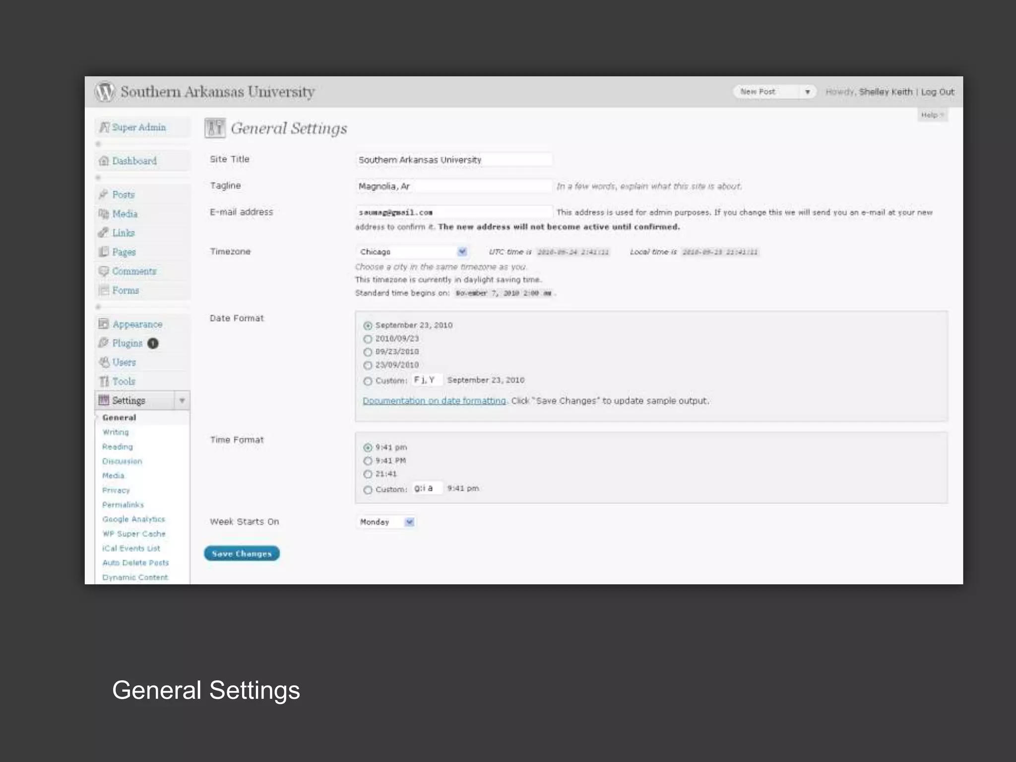SettingsGeneral Settings