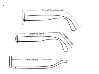 .
Overall Temple Length
Length to bend
Front to bend
 