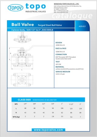 Forged steel ball valve 800 lb npt topo valve catalogue