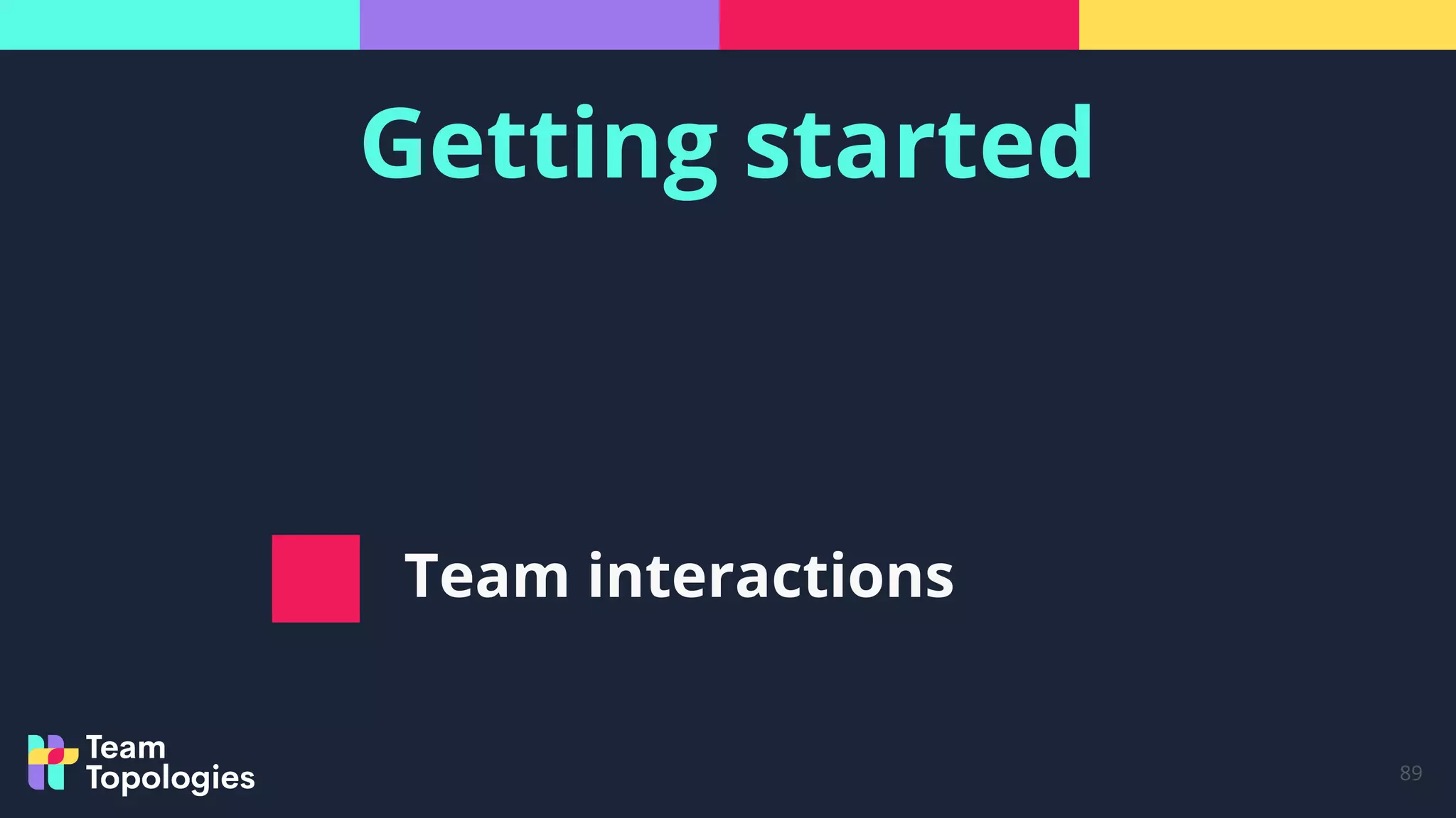 Getting started
89
Team interactions
 