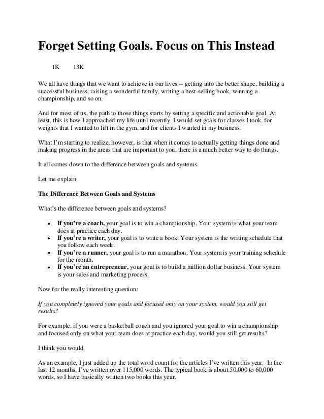 Forget Setting Goals