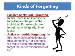Forgettable Example Types Of Forgetting : Forgetting – KMFP