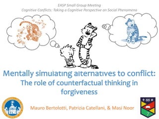 Mauro Bertolotti, Patrizia Catellani, & Masi Noor
EASP Small Group Meeting
Cognitive Conflicts: Taking a Cognitive Perspective on Social Phenomena
 