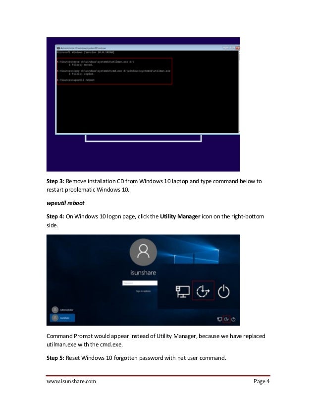 win 10 password reset