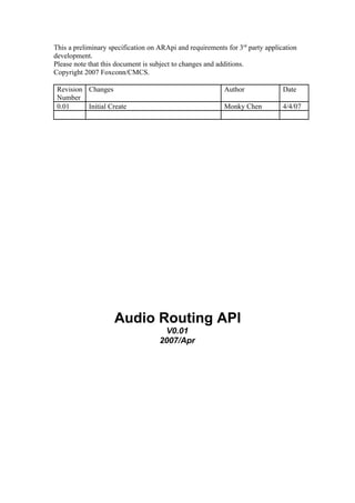 For HP Audio Routing API design document