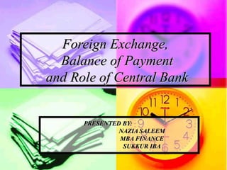 Foreign Exchange,  Balance of Payment  and Role of Central Bank ,[object Object],[object Object],[object Object],[object Object]