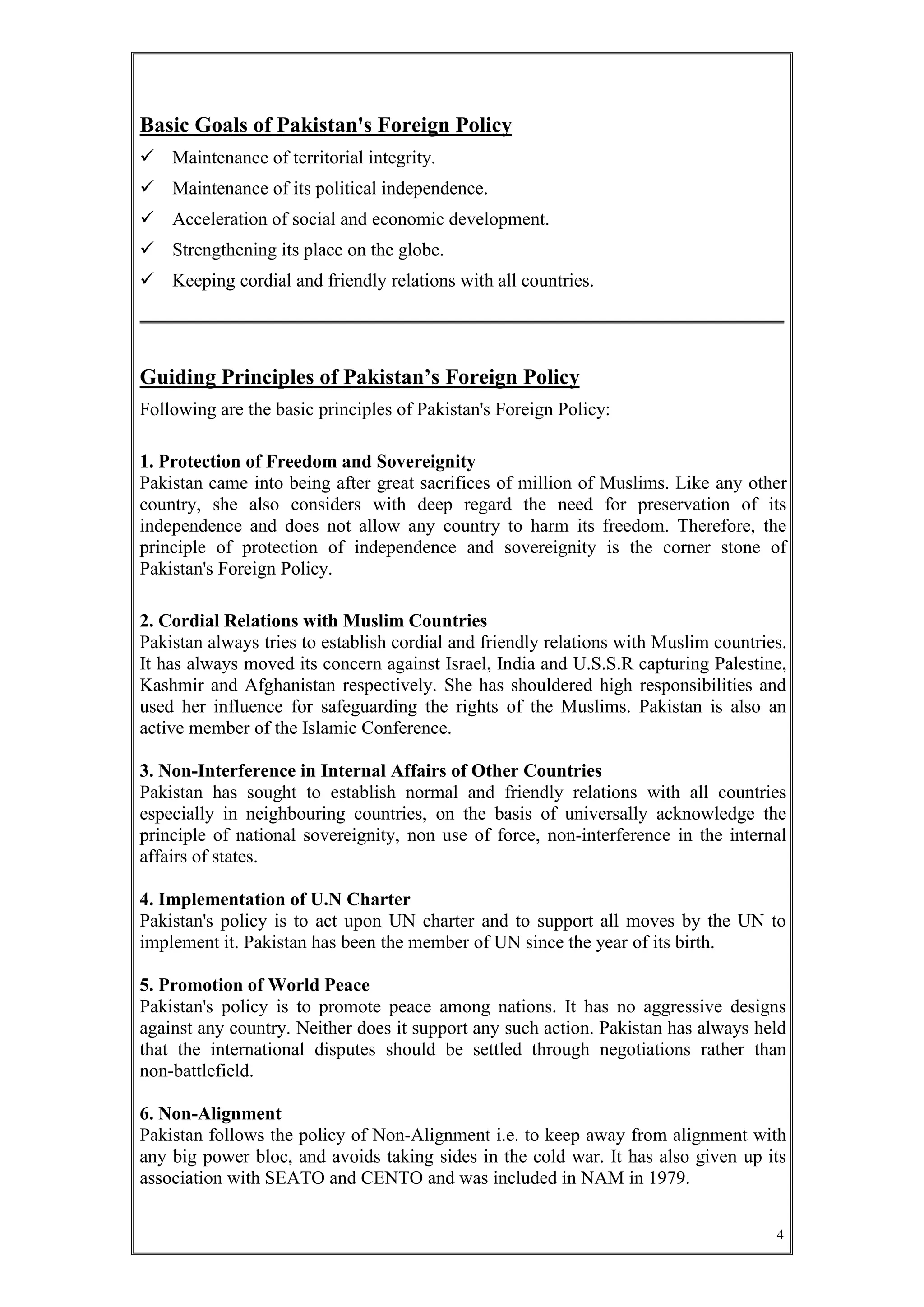 Foriegn objective of pakistan pdf
