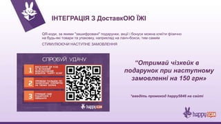Місячна абонплата за сервіс
№
п/п
Доступні можливості
“Базовий"
390 грн
“Оптимум"
590 грн
“Експерт"
990 грн
1 Особистий кабінет + + +
2 Електронна база відвідувачів + + +
3
Реклама ресторану в смартфоні кожного
користувача (10000+ осіб)
+ + +
4 Разміщення акцій ресторану до 3 акцій до 5 акцій безлімітно
5 Аналітика проста складна складна
6 Інтеграція з соцмережами (Facebook, Vk) + + +
7 Розсилка нових акцій (push + email) - 1 раз/міс 2 рази/міс
8
Задати відвідувачу запитання (маркетингове
дослідження) Скоро! - - 3 запитання
9 Електронна книга відгуків і пропозицій - + +
10 Розсилка на День Народження - + +
11 Welcome back Gift - через 10 днів Скоро! + + +
12 Брендування поліграфії + + +
13 Безкоштовні тейбл-тенти, шт 20 40 60
14 Консалтинг + + +
*при підключенні мережі- знижки
 