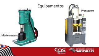 Equipamentos
Martelamento
Prensagem
 