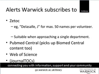 Repositories and Alerting Services - JournalTOCs Workshop Slide 3