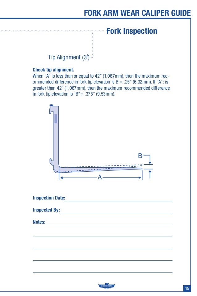 Forklift Fork Maintenance Caliper Guide from Cascade Corporation