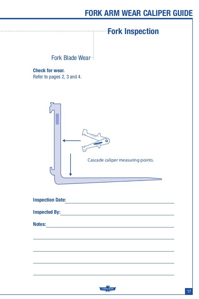 Forklift Fork Maintenance Caliper Guide from Cascade Corporation