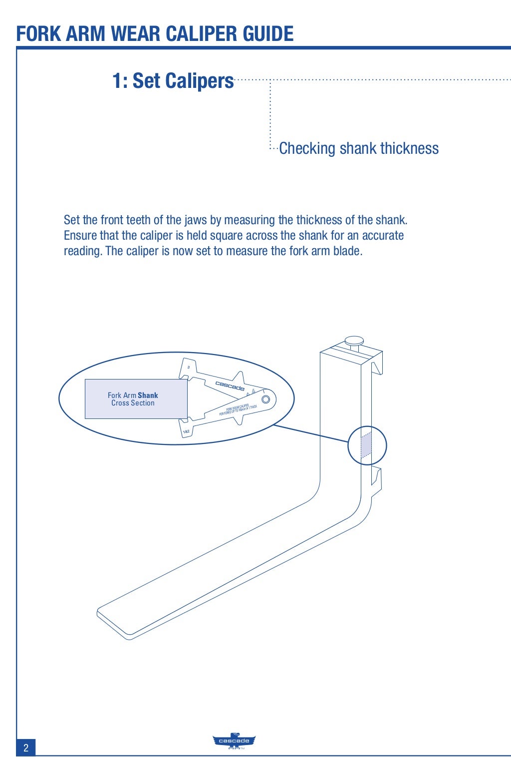 Forklift Fork Maintenance Caliper Guide from Cascade Corporation