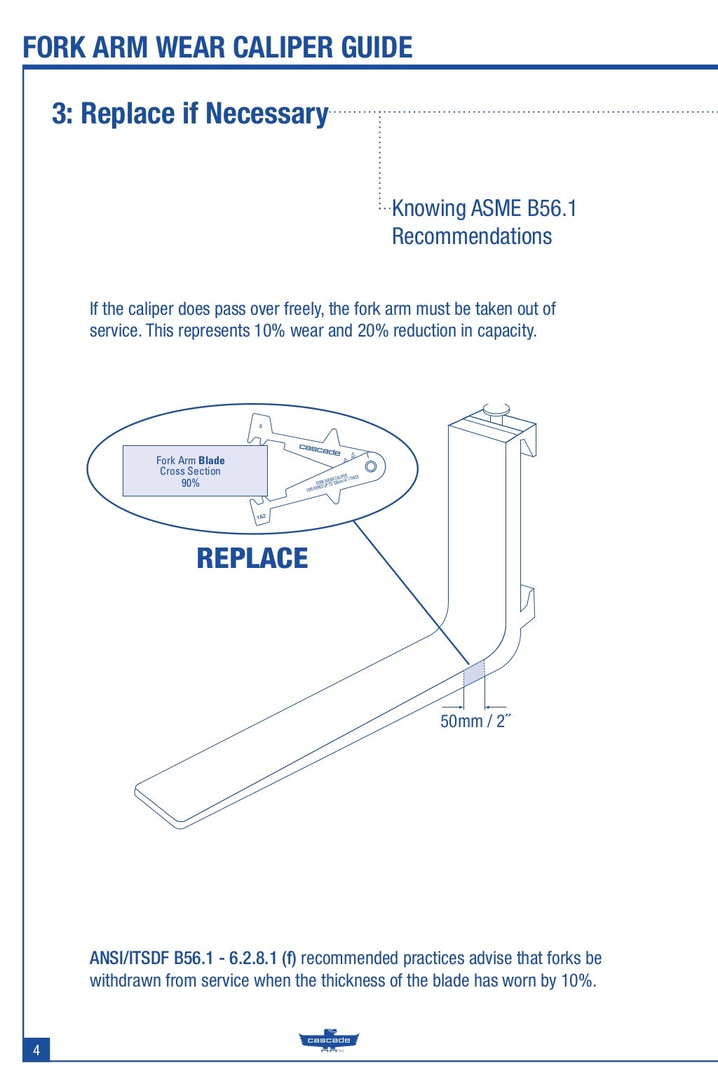 Forklift Fork Maintenance Caliper Guide from Cascade Corporation