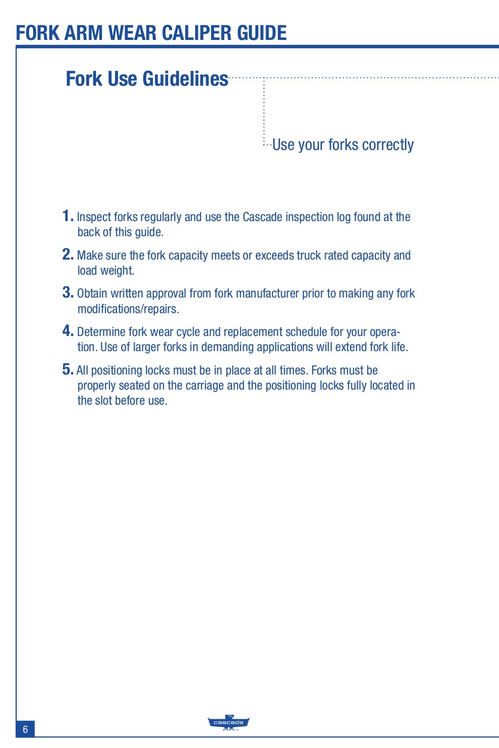 Forklift Fork Maintenance Caliper Guide from Cascade Corporation
