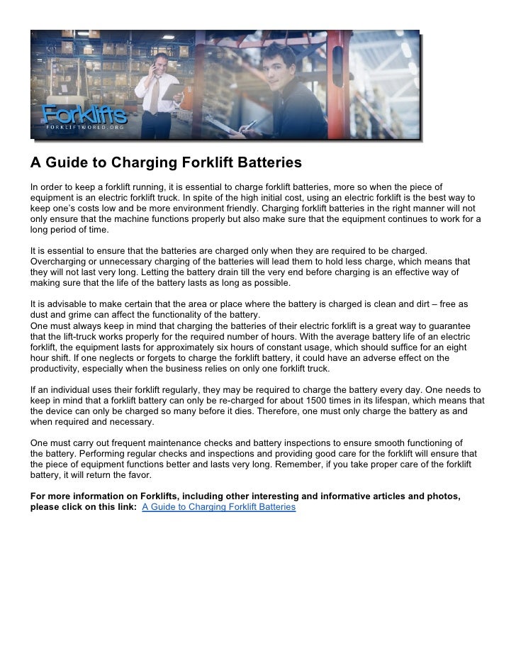 A Guide To Charging Forklift Batteries
