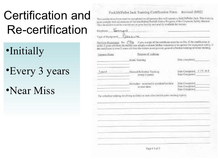 forklift safety forklift training certification form
