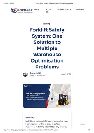 Forklift Safety System One Solution to Multiple Warehouse Optimisation ...