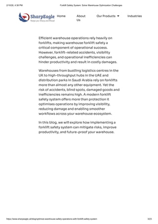 Forklift Safety System One Solution to Multiple Warehouse Optimisation ...