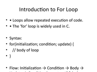 For Loop Basics For Loop Basics For Loop | PPTX