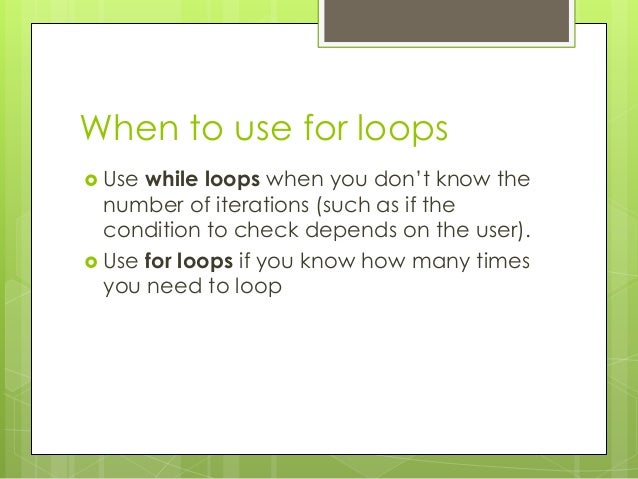 For loops