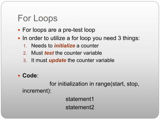 For Loops and Nesting in Python | PPTX