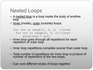 For Loops and Nesting in Python | PPTX | Programming Languages | Computing