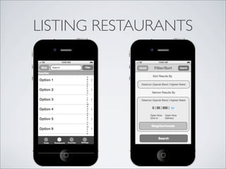 LISTING RESTAURANTS
 