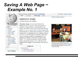 Saving A Web Page ~ Example No. 1 