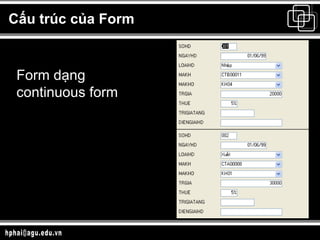 Cấu trúc của Form Form dạng  continuous form 