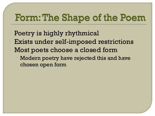 form what is a closed form poem