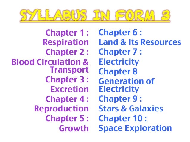 Form 3 Syllabus 1