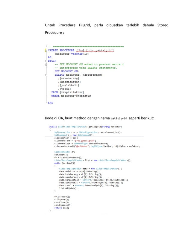 Form transaksi - penjualan Visual Studio