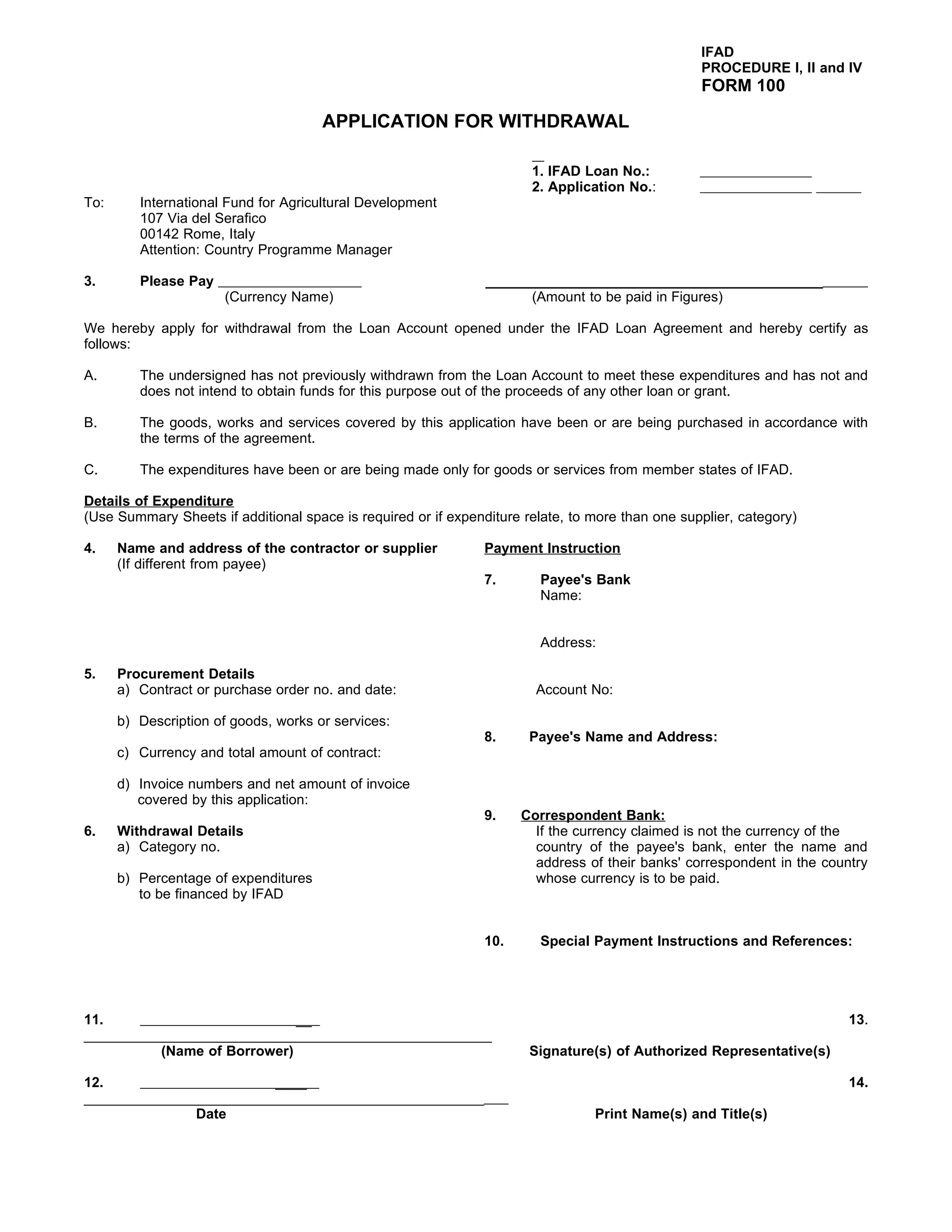 Withdrawal For Application Form 100 | DOC